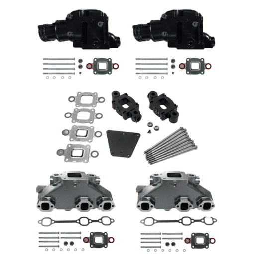Kit Complet Collecteurs 84612+ Coudes 84309 + Rehausses 65995 Mercruiser - 4.3L V6 - 2002 et + - (Joint sec / dry)