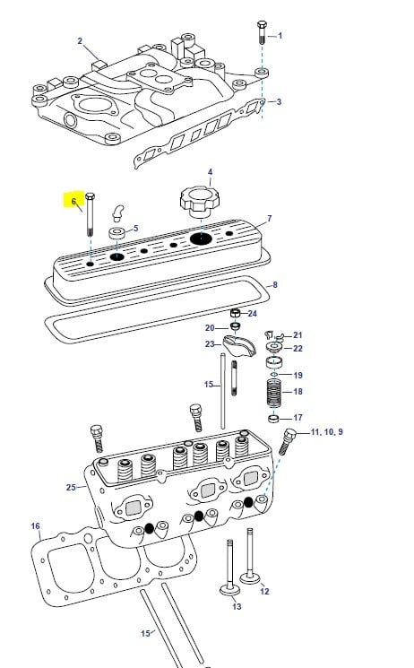 MP0009-107 - Vis cache culbuteur acier V6/V8 Volvo Penta 3856135 - Mercruiser 10-17344