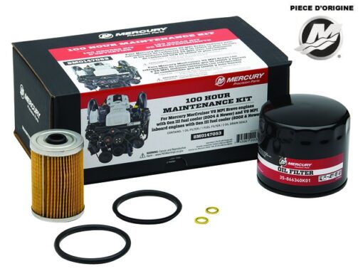 BK-8M0147053 -Kit entretien 100H ou 1 an - Original Mercruiser GM V8 5.0L / 5.7L MPI avec refroidissement carburant Gen III 2002 et +