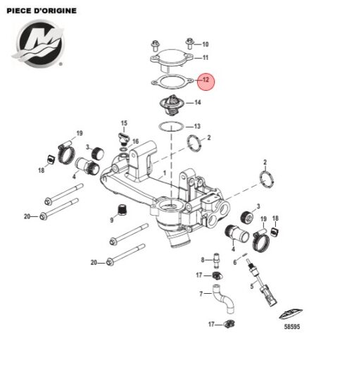 BK-8M0079167 - Joint couvercle thermostat Original Mercruiser 8M00179167